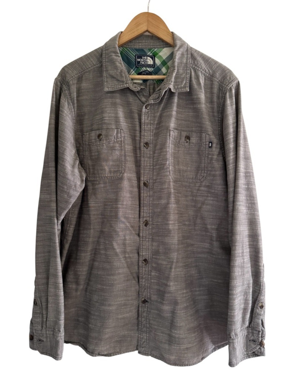 north face grey button up shirt gorpcore outdoor XL